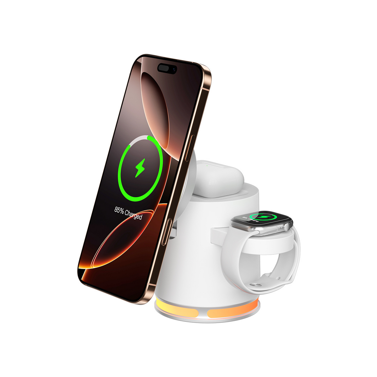 New Qi2 MagSafe Magnetic 3-in-1 Wireless Charger 15W Fast Charging Desktop RGB Atmosphere Light Wireless Charging