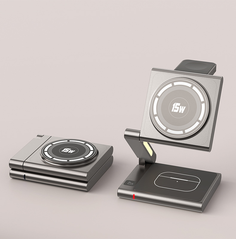 The 3-in-1 metal magnetic wireless charger is suitable for Apple mobile phones
