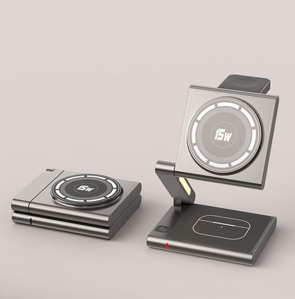 The 3-in-1 metal magnetic wireless charger is suitable for Apple mobile phones