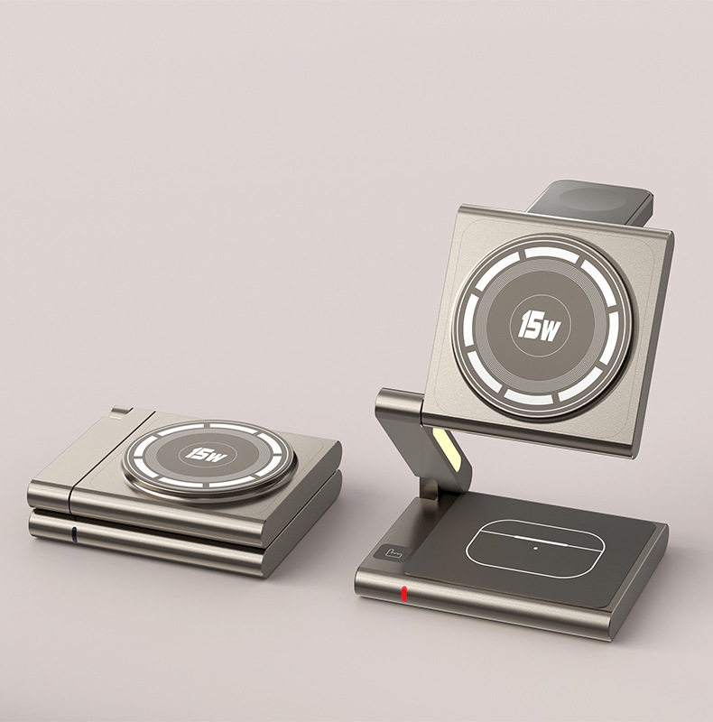 The 3-in-1 metal magnetic wireless charger is suitable for Apple mobile phones
