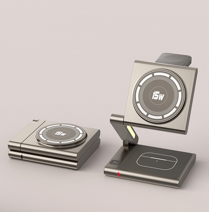 The 3-in-1 metal magnetic wireless charger is suitable for Apple mobile phones